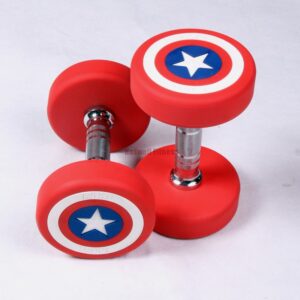 slt d1205 captain america pu coated nontoxic dumbbell 04a